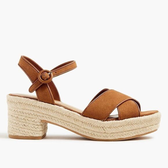 J.Crew Platform Espadrille Heeled Sandals in Warm Chicory Suede Size 7.5 NWB - Picture 13 of 16